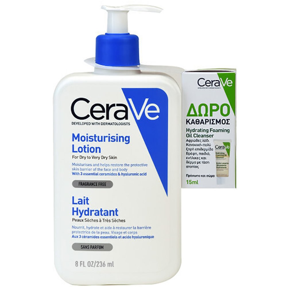 CeraVe Πακέτο Προσφοράς Moisturising Face, Body Lotion 236ml & Δώρο Hydrating Foaming Oil Cleanser 15ml