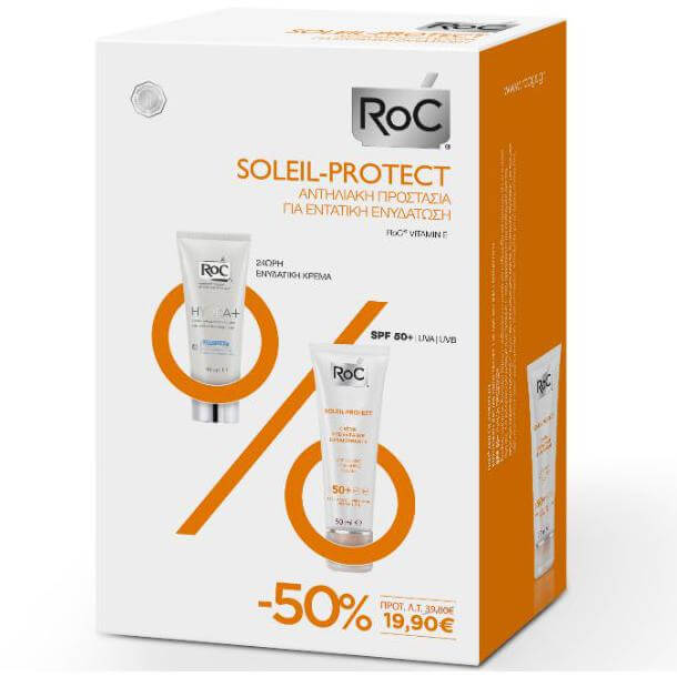 Roc Soleil-Protect Quenching Nourishing Cream Αντηλιακή Θρέψης & Ενυδάτωσης Spf50+ 50ml & Hydra+ Light Texture 40ml Promo -50%