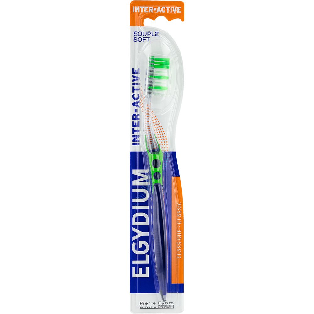 Elgydium Interactive Hard Toothbrush Σκληρή Οδοντόβουρτσα με Δύο Διαφορετικά Μήκη Ινών για Βέλτιστο Καθαρισμό 1 Τεμάχιο - Πράσινο