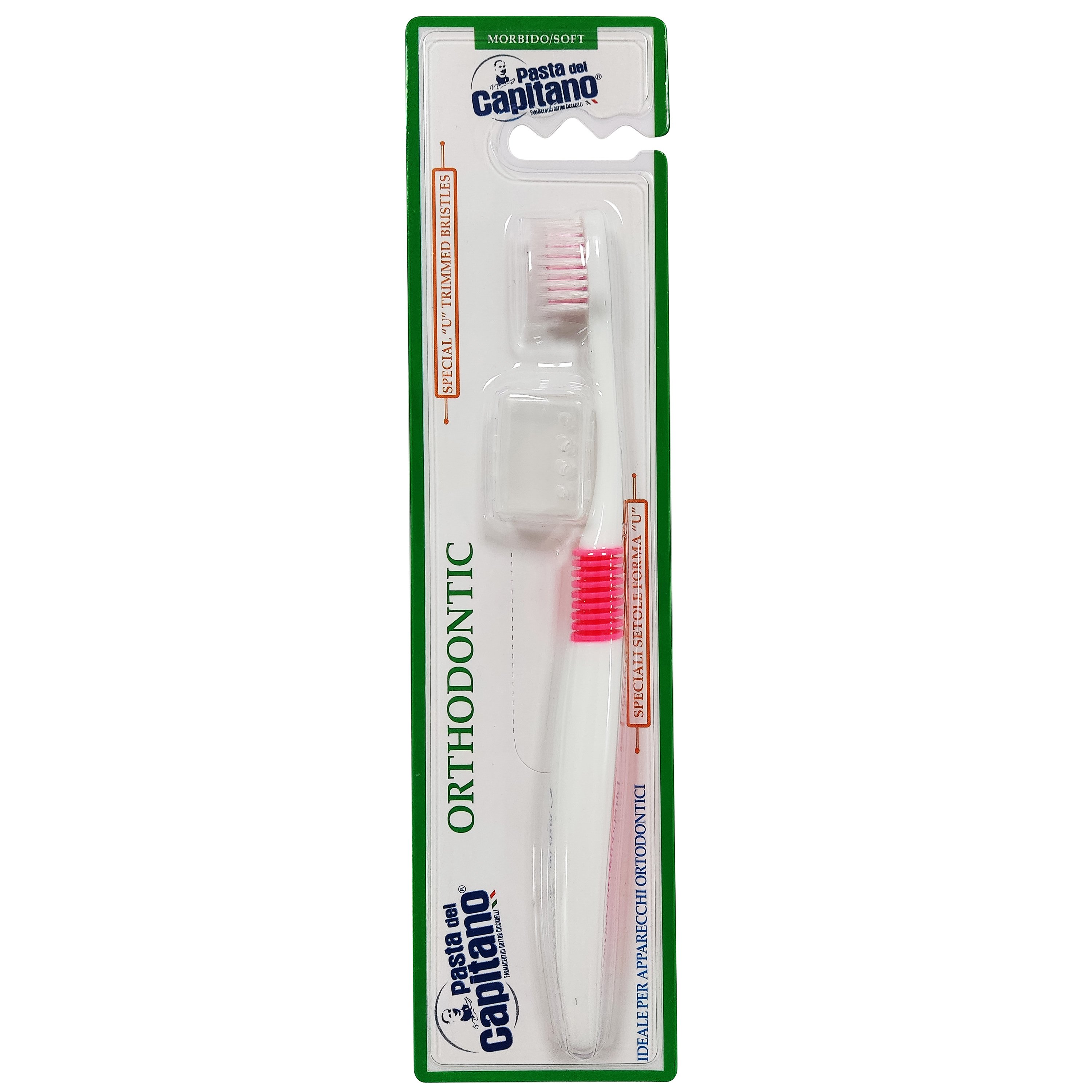 Pasta Del Capitano Orthodontic Toothbrush Pink Soft Ορθοδοντική Οδοντόβουρτσα σε Ροζ Χρώμα 1 Τεμάχιο