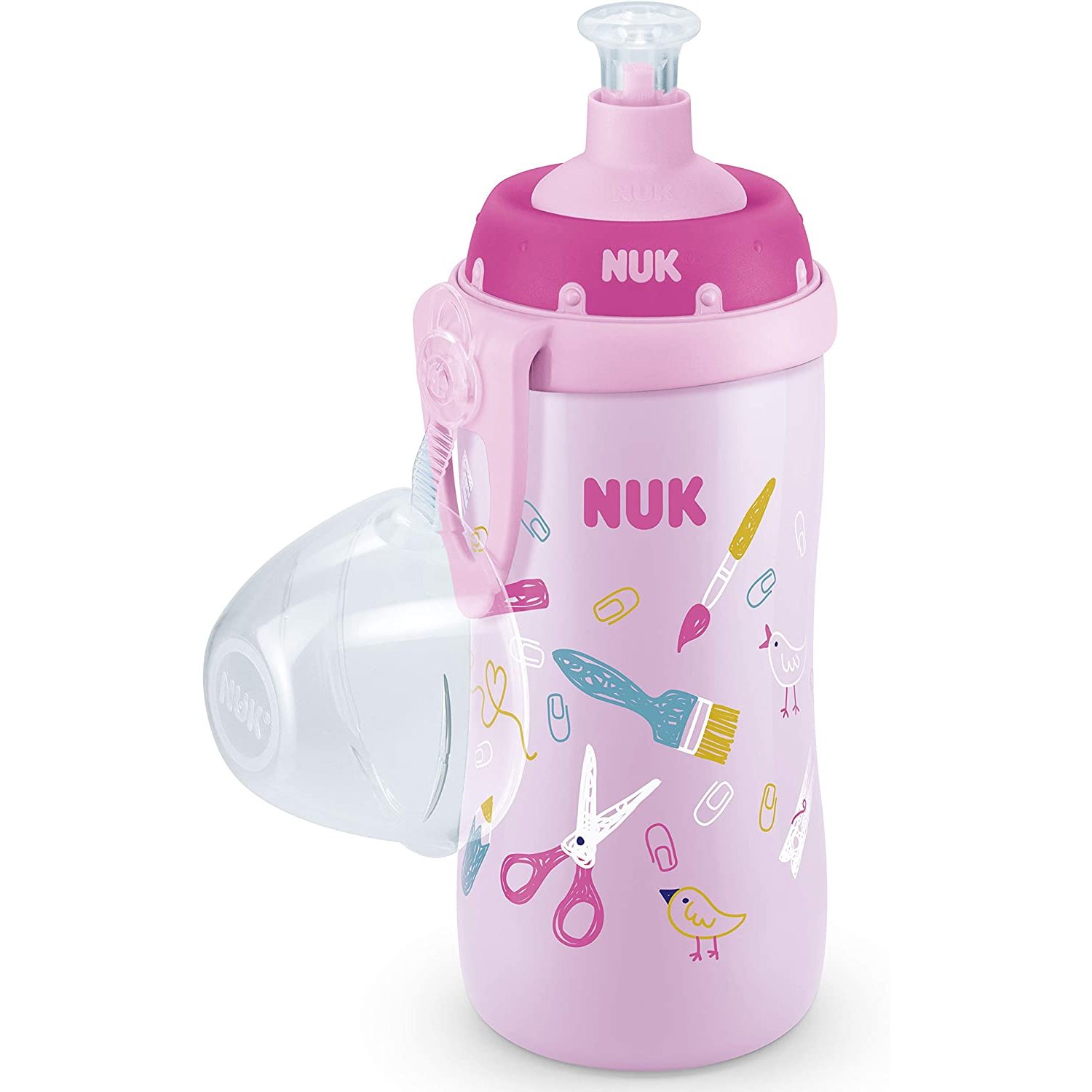 Nuk Nuk First Choice Junior Cup 18m+ Παιδικό Παγουράκι με Καπάκι Push-Pull από Σιλικόνη 300ml - Ροζ