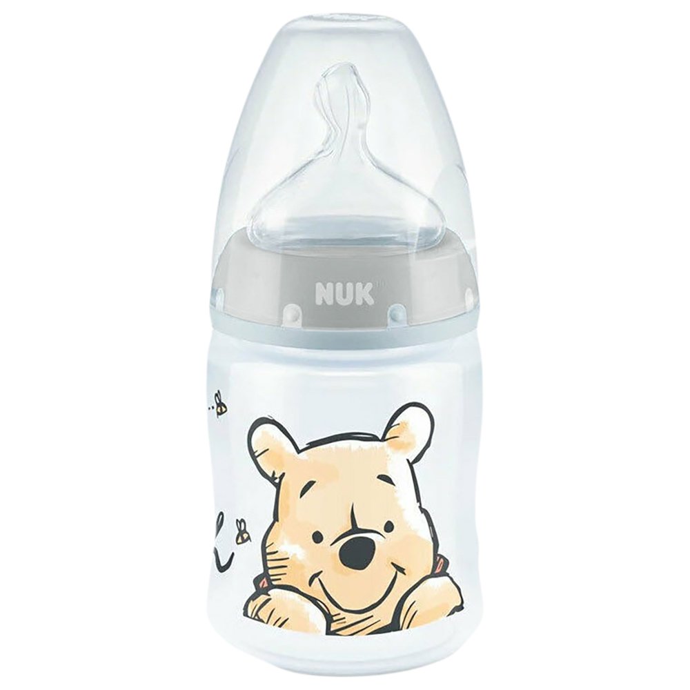 Nuk Disney Winnie the Pooh First Choice Plus PP Non Colic (10.743.932) Μπιμπερό Πολυπροπυλενίου με Θηλή Σιλικόνης & Δείκτη Ελέγχου Θερμοκρασίας, Κατά των Κολικών 0-6m Γκρι 150ml