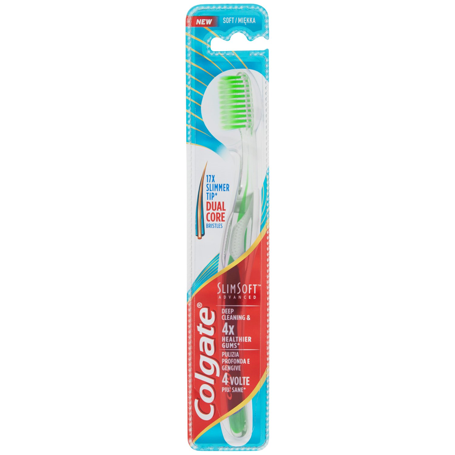 Colgate SlimSoft Advanced Toothbrush Οδοντόβουρτσα Ενηλίκων για Βαθύ Καθαρισμό & Υγιή Ούλα Soft 1 Τεμάχιο – Πράσινο