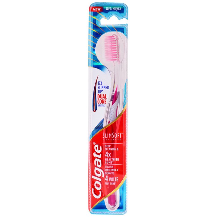 Colgate SlimSoft Advanced Toothbrush Οδοντόβουρτσα Ενηλίκων για Βαθύ Καθαρισμό & Υγιή Ούλα Soft 1 Τεμάχιο – Ροζ