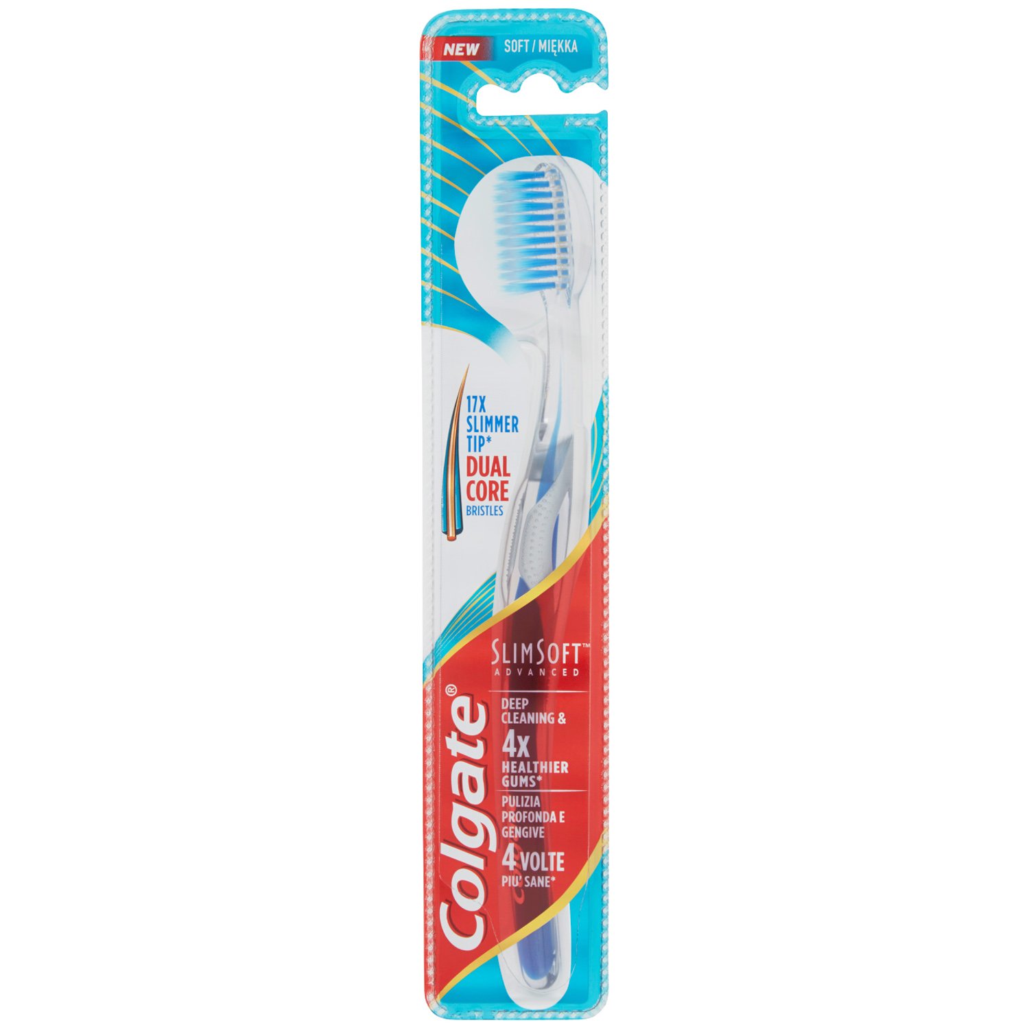 Colgate SlimSoft Advanced Toothbrush Οδοντόβουρτσα Ενηλίκων για Βαθύ Καθαρισμό & Υγιή Ούλα Soft 1 Τεμάχιο – Μπλε