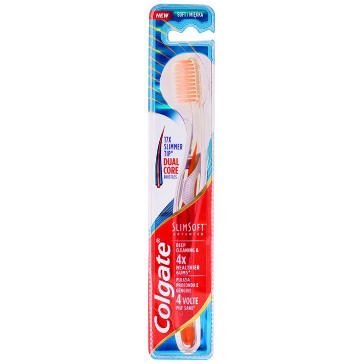 Colgate Colgate SlimSoft Advanced Toothbrush Οδοντόβουρτσα Ενηλίκων για Βαθύ Καθαρισμό & Υγιή Ούλα Soft 1 Τεμάχιο - Πορτοκαλί