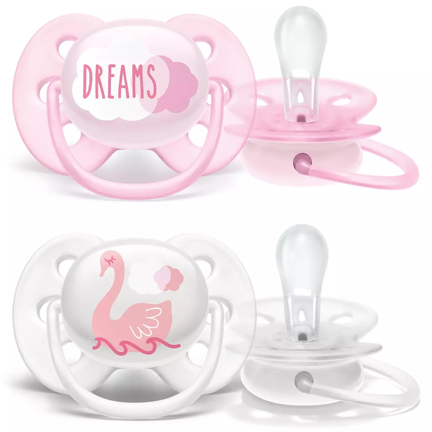 Avent Ultra Soft 0-6m SCF222/02 Ροζ – Άσπρο Ελαφριά Πιπίλα Σιλικόνης για Ανακούφιση & Άνεση 2 Τεμάχια