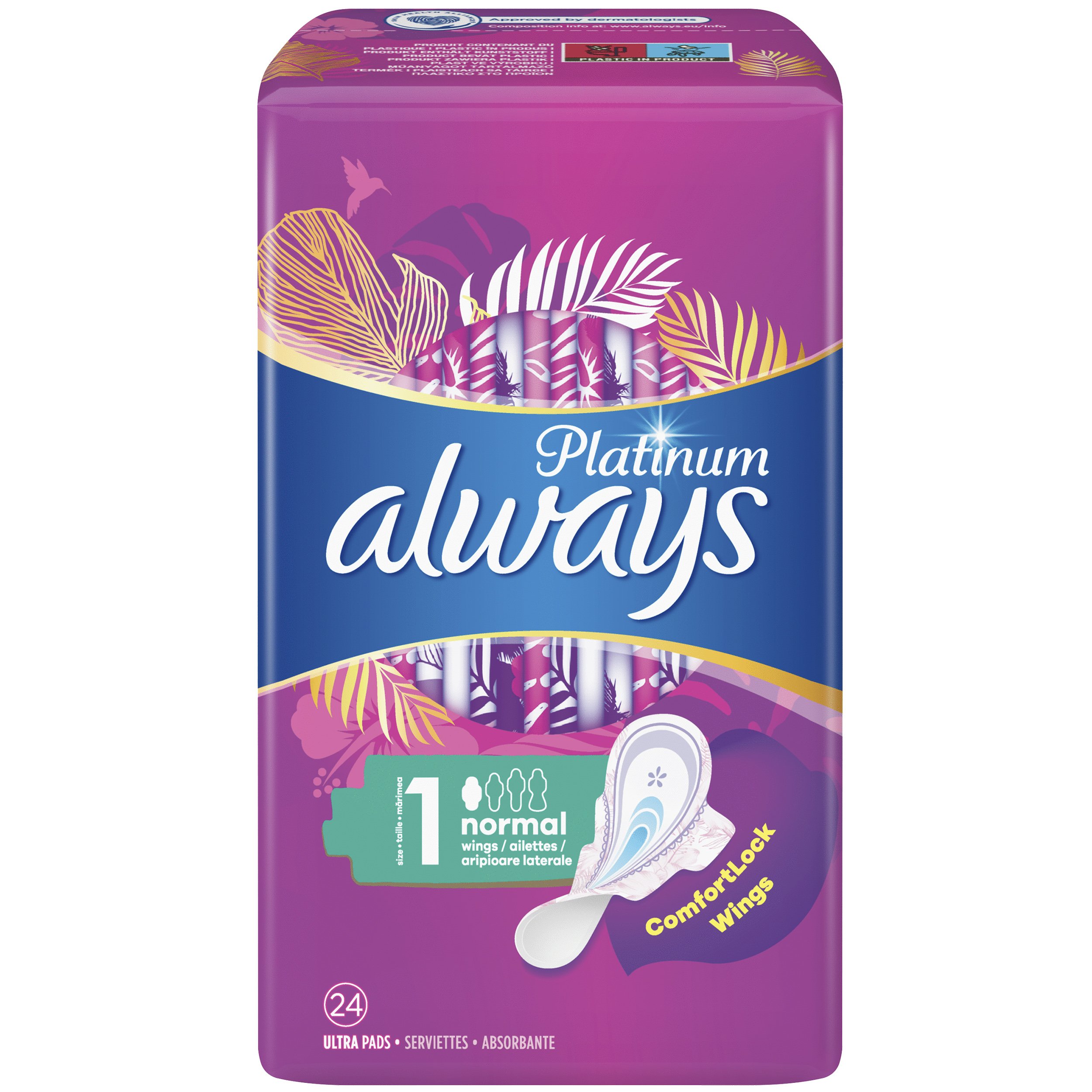 Always Platinum Normal Ultra Pads with Comfortlock Wings Size 1 Σερβιέτες με Φτερά για Άνεση & Μεγάλη Προστασία 24 Τεμάχια