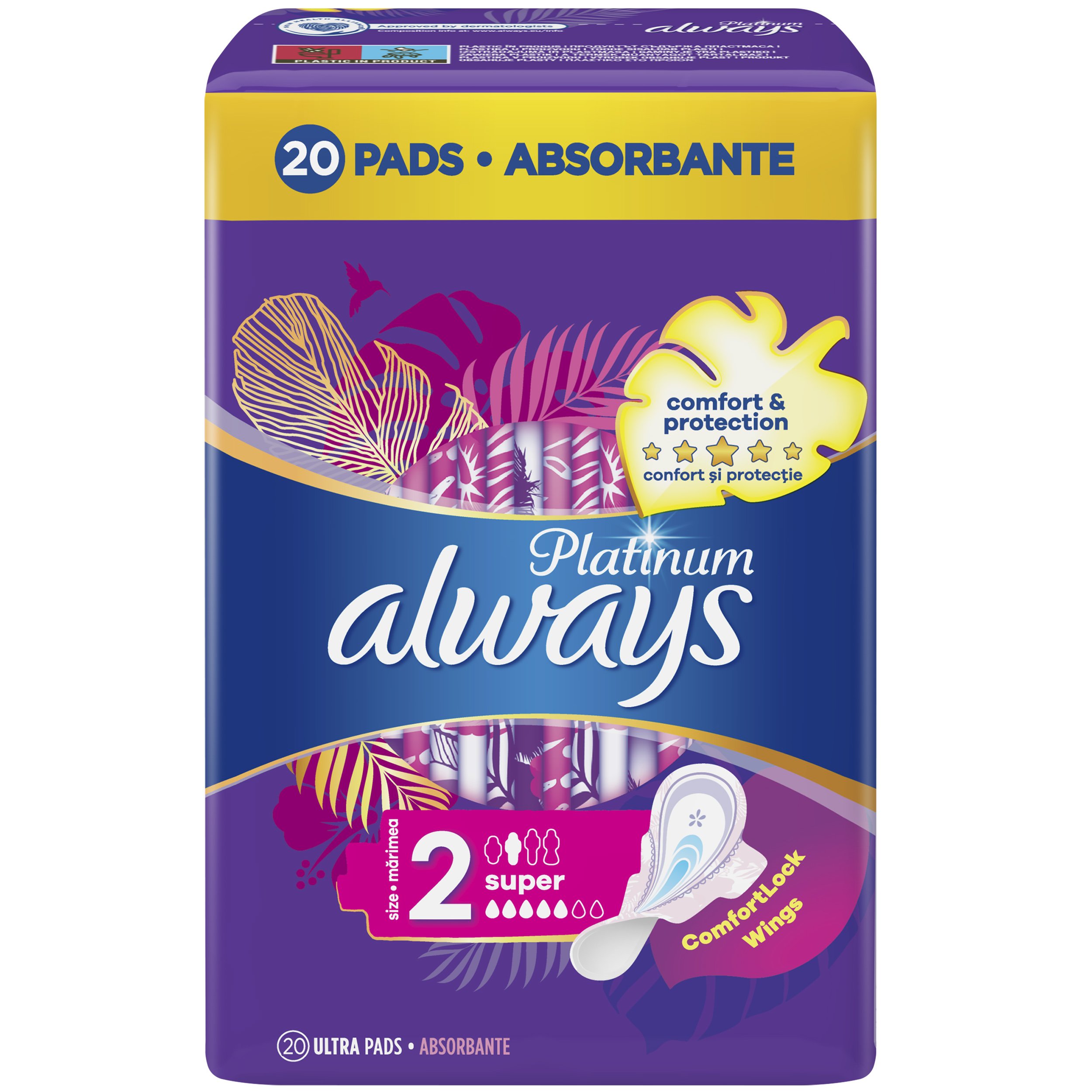 Always Platinum Long Ultra Pads with Comfortlock Wings Size 2 Σερβιέτες με Φτερά για Άνεση & Μεγάλη Προστασία 20 Τεμάχια
