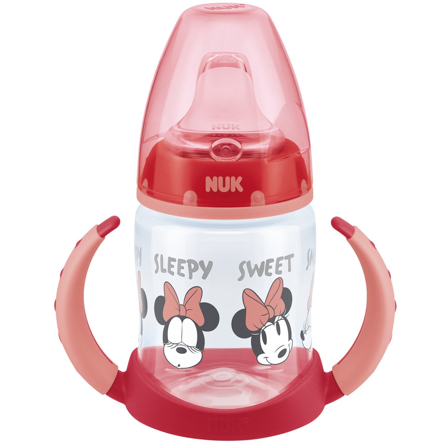 Nuk First Choice Learner Bottle Disney Mickey 6-18m Μπιμπερό Εκπαίδευσης με Μαλακό Ρύγχος Σιλικόνης, Εργονομικές Λαβές & Δείκτη Ελέγχου Θερμοκρασίας 10.743.944 150ml - Κόκκινο