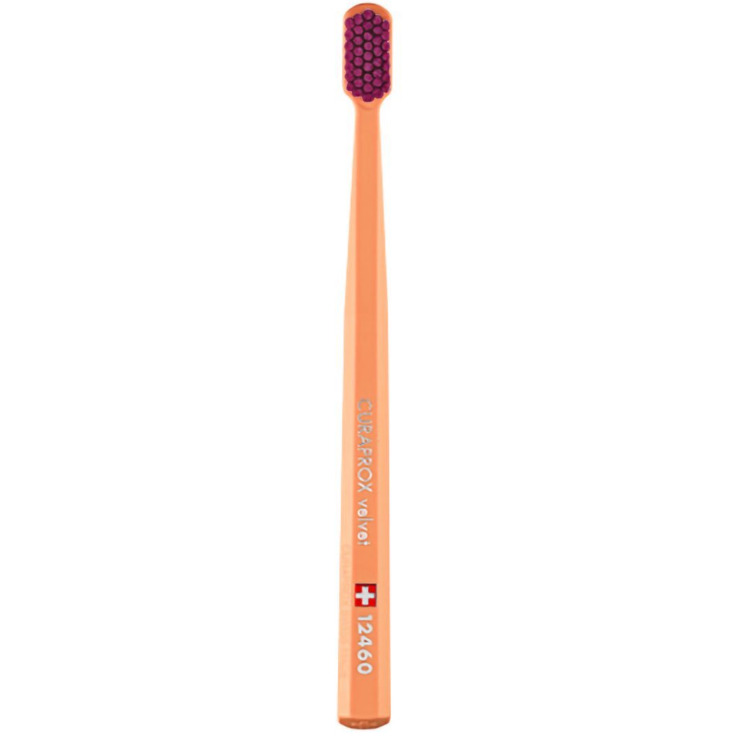 Curaprox CS 12460 Velvet Toothbrush Οδοντόβουρτσα με Εξαιρετικά Απαλές & Πυκνές Ίνες Curen για Πολύ Ευαίσθητα Δόντια 1 Τεμάχιο – Πορτοκαλί / Φούξια