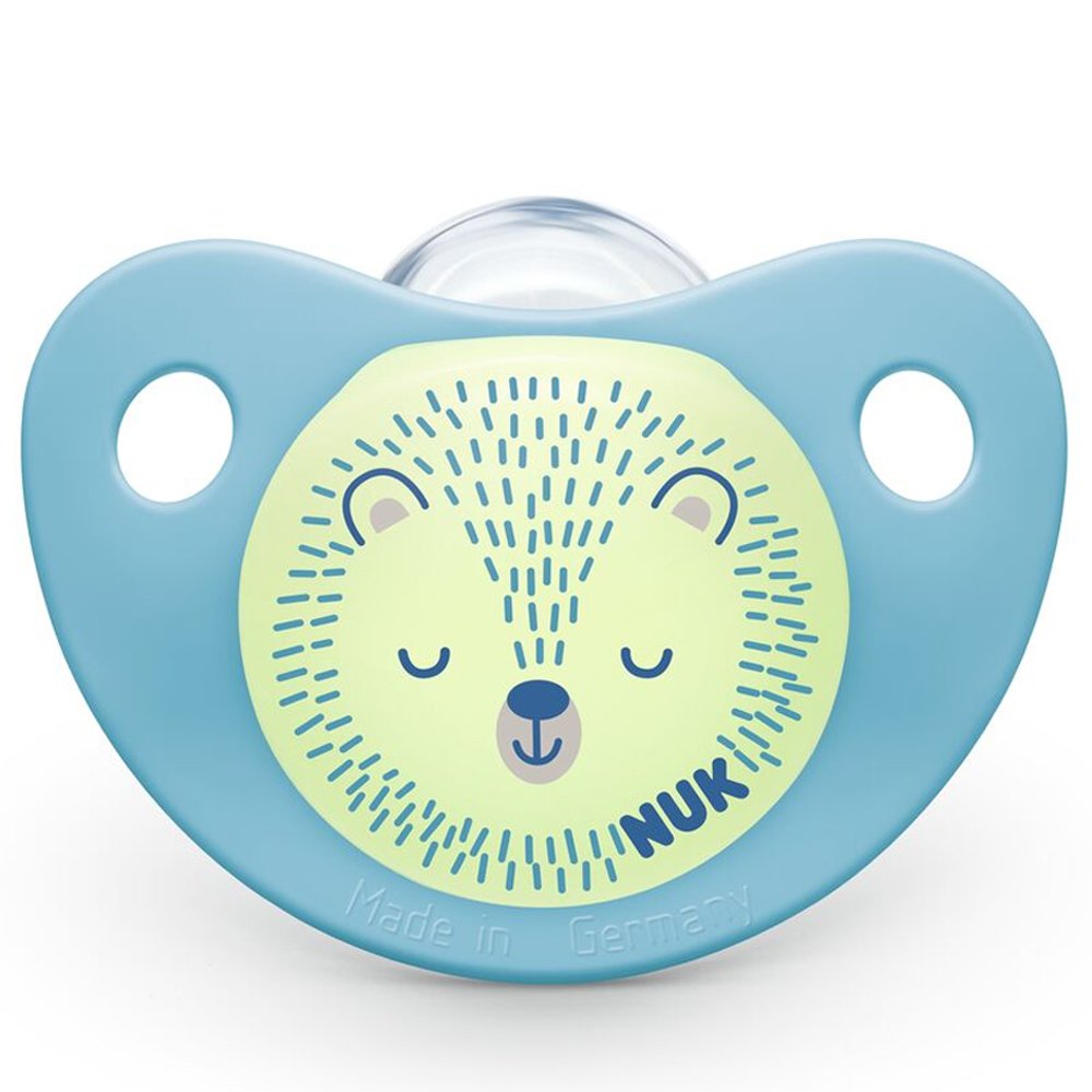 Nuk Trendline Night Silicone 6-18m Πιπίλα Σιλικόνης Χωρίς Κρίκο με Ορθοδοντικό Σχήμα, Λάμπει στο Σκοτάδι από 6-18 Μηνών 1 Τεμάχιο – Μπλε