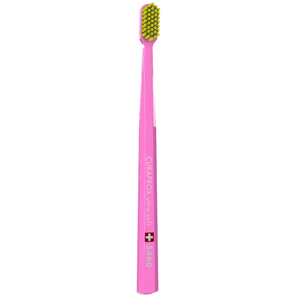 Curaprox CS 5460 Ultra Soft Οδοντόβουρτσα με Εξαιρετικά Απαλές & Ανθεκτικές Τρίχες Curen για Αποτελεσματικό Καθαρισμό 1 Τεμάχιο – Ροζ/ Λαχανί
