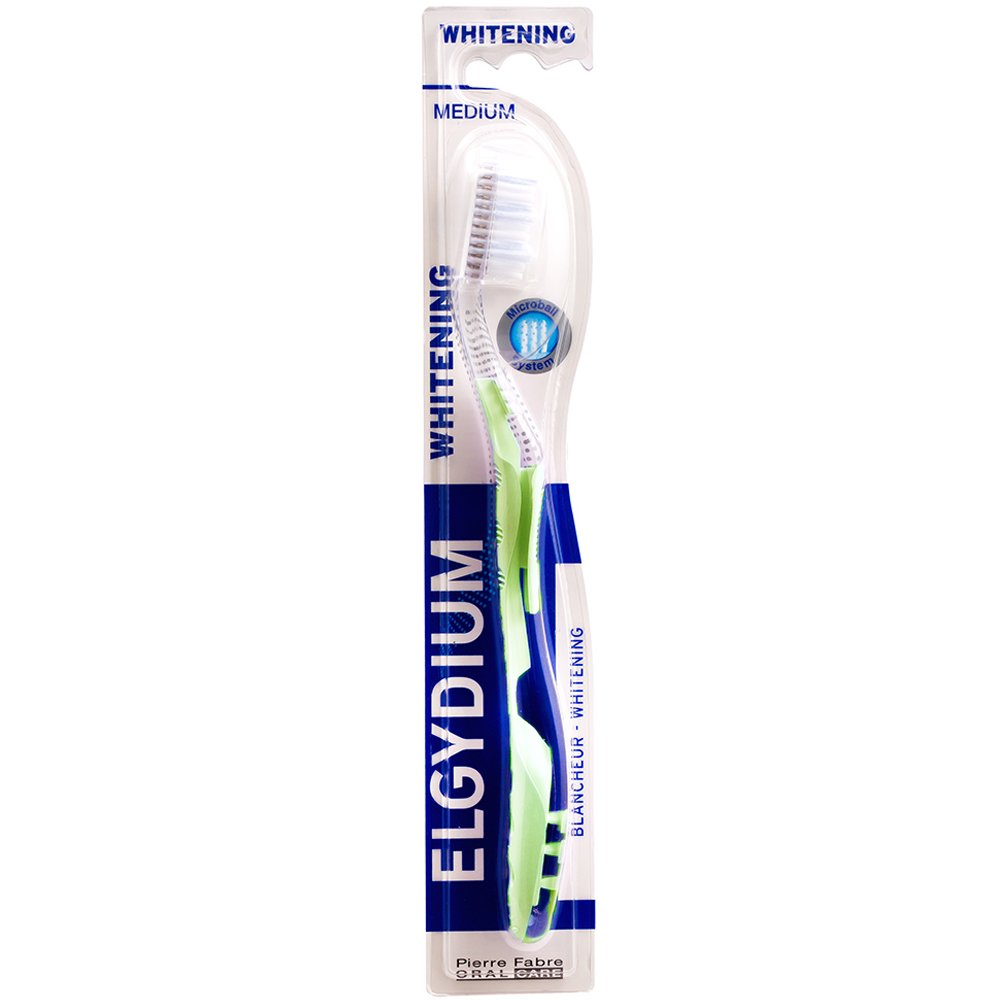 Elgydium Whitening Medium Toothbrush Μέτρια Οδοντόβουρτσα για πιο Λευκά Δόντια 1 Τεμάχιο – Πράσινο