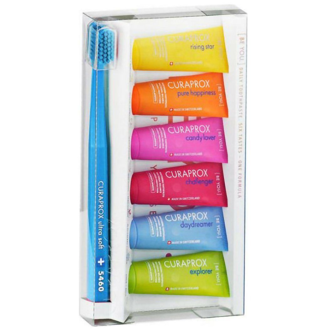 Curaprox Πακέτο Προσφοράς Be You Six Tastes Mini Pack 6x10ml & Δώρο Οδοντόβουρτσα Ortho Ultra Soft CS 5460, 1 Τεμάχιο – Γαλάζιο