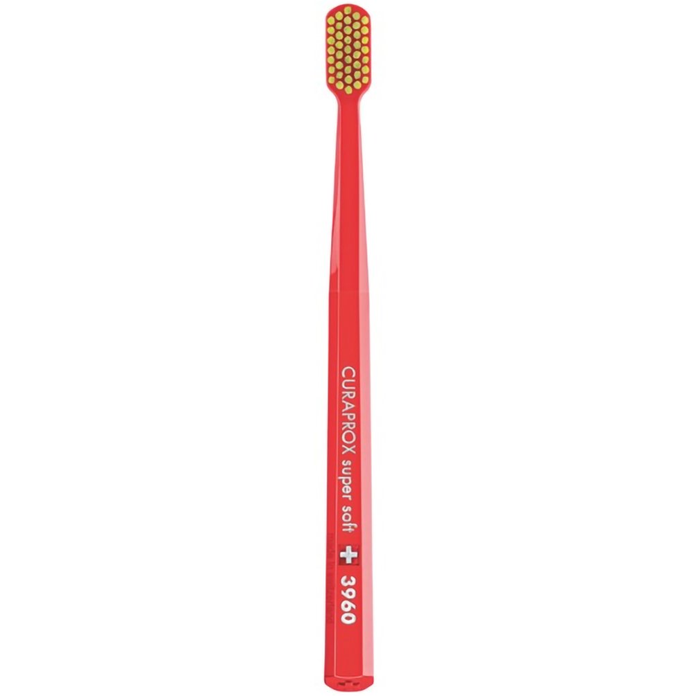 Curaprox CS 3960 Super Soft Toothbrush Πολύ Μαλακή Οδοντόβουρτσα με Εξαιρετικά Απαλές & Ανθεκτικές Ίνες Curen για Αποτελεσματικό Καθαρισμό 1 Τεμάχιο – Κόκκινο/ Κίτρινο