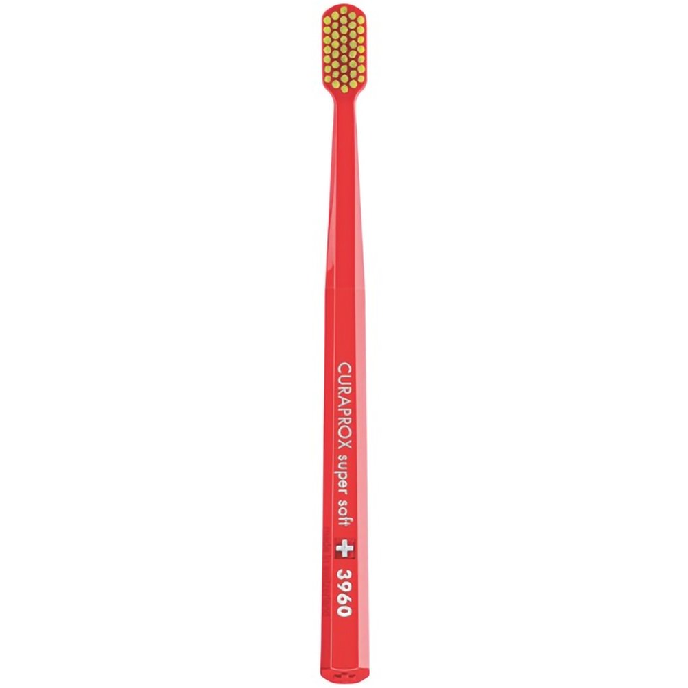 Curaprox CS 3960 Super Soft Toothbrush Πολύ Μαλακή Οδοντόβουρτσα με Εξαιρετικά Απαλές & Ανθεκτικές Ίνες Curen για Αποτελεσματικό Καθαρισμό 1 Τεμάχιο – Κόκκινο/ Κίτρινο