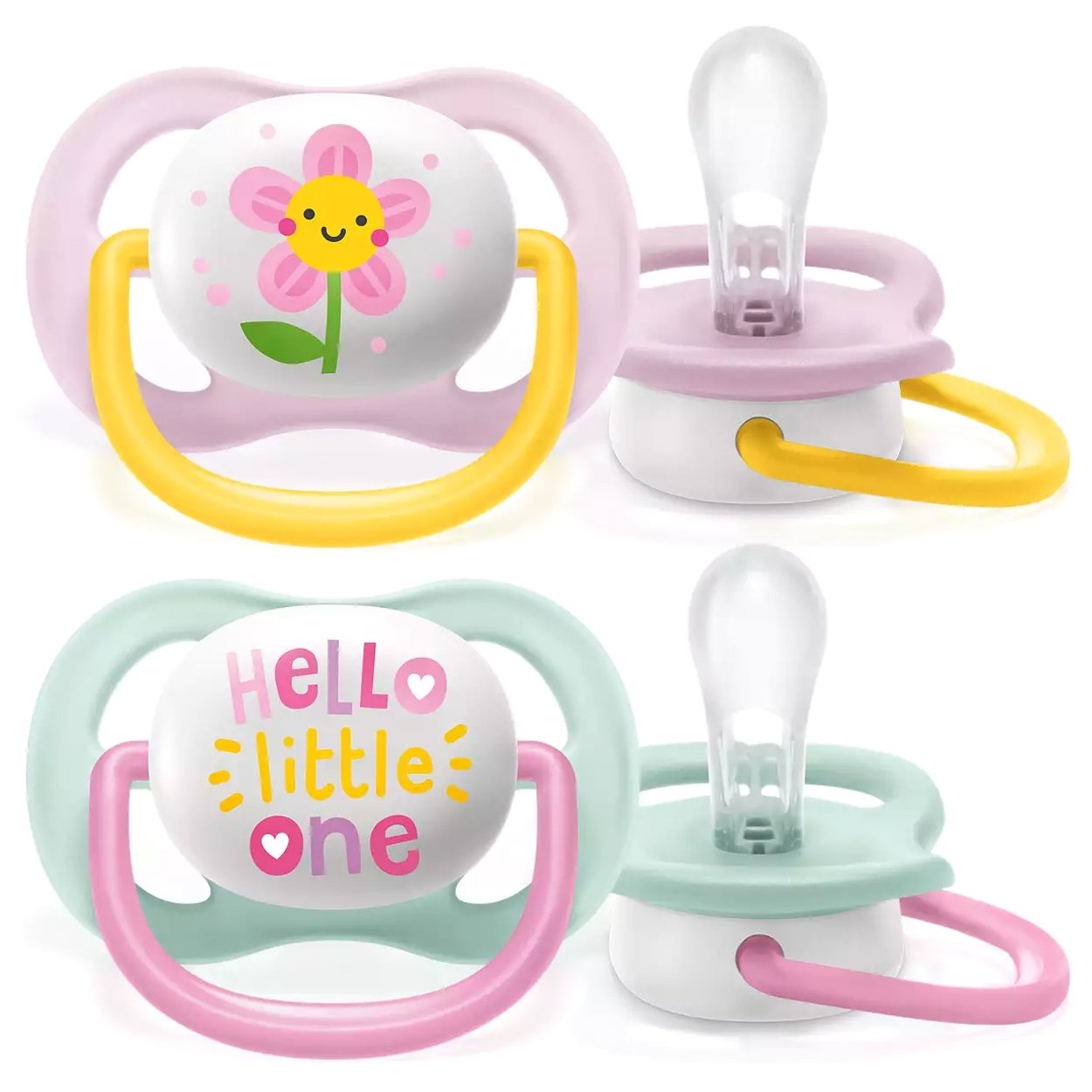 Philips Avent Avent Ultra Air SCF080/09 Ορθοδοντική Πιπίλα Σιλικόνης με Μεγάλες Οπές για να Αναπνέει το Δέρμα του Μωρού 0-6m 2 Τεμάχια - Τιρκουάζ / Ροζ