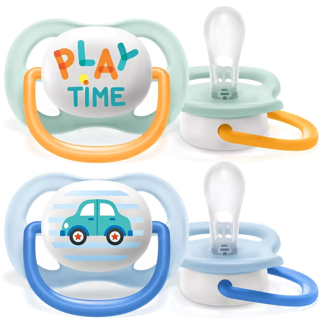 Philips Avent Avent Ultra Air SCF080/09 Ορθοδοντική Πιπίλα Σιλικόνης με Μεγάλες Οπές για να Αναπνέει το Δέρμα του Μωρού 0-6m 2 Τεμάχια - Γαλάζιο / Πράσινο