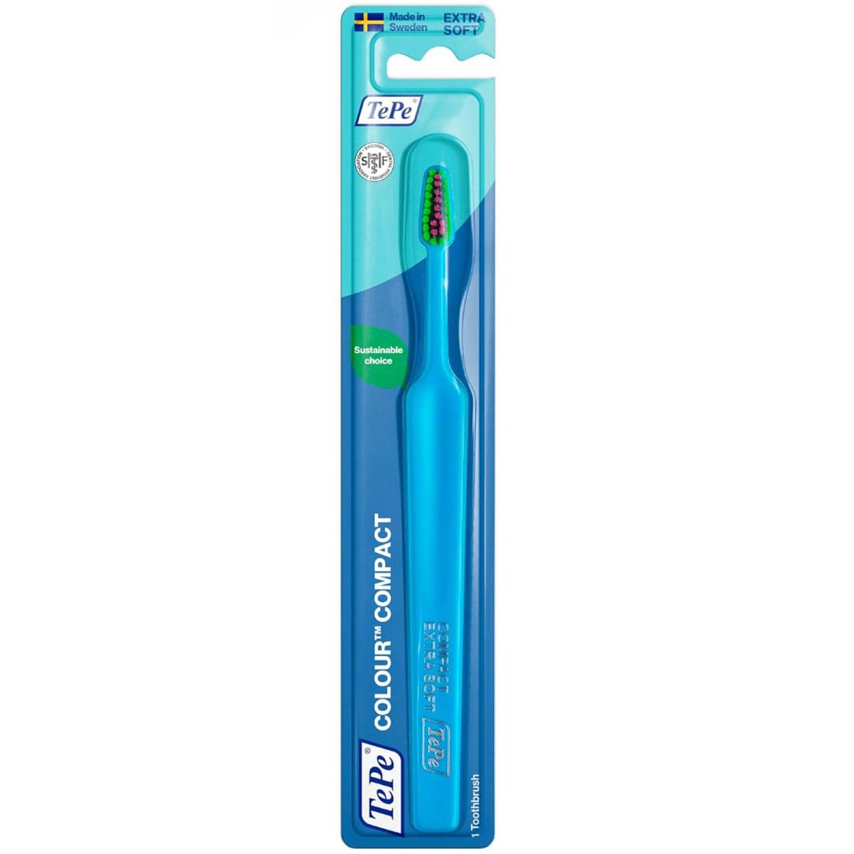 TePe Colour Compact Extra Soft Toothbrush Πολύ Μαλακή Οδοντόβουρτσα για Αποτελεσματικό & Απαλό Καθαρισμό 1 Τεμάχιο – Γαλάζιο