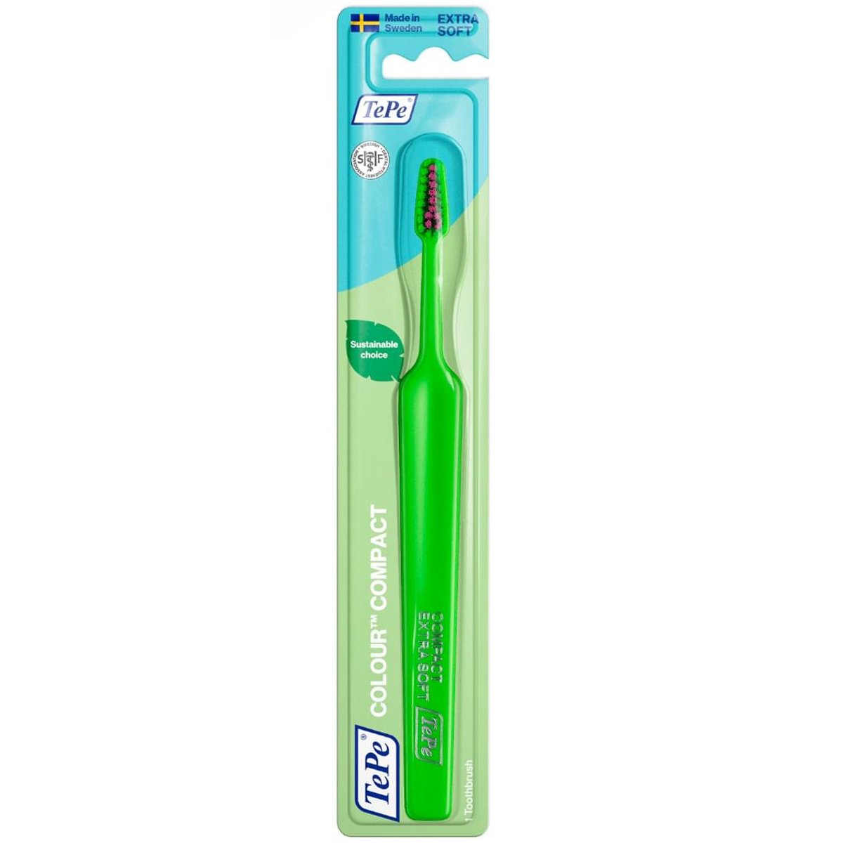 TePe Colour Compact Extra Soft Toothbrush Πολύ Μαλακή Οδοντόβουρτσα για Αποτελεσματικό & Απαλό Καθαρισμό 1 Τεμάχιο – Πράσινο