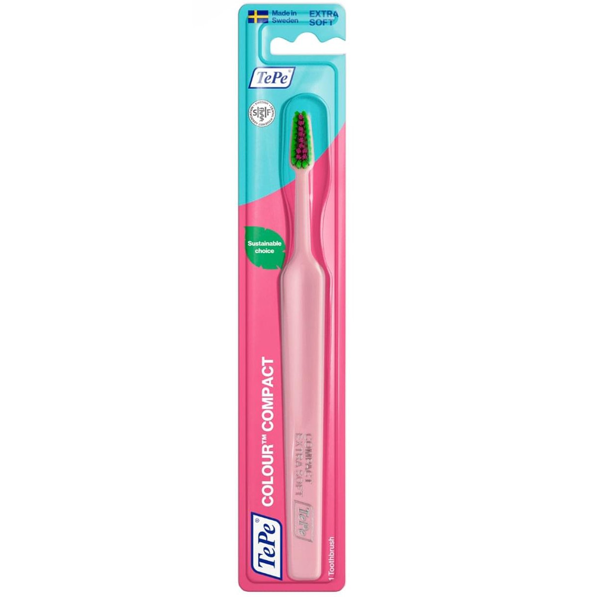 TePe Colour Compact Extra Soft Toothbrush Πολύ Μαλακή Οδοντόβουρτσα για Αποτελεσματικό & Απαλό Καθαρισμό 1 Τεμάχιο – Ροζ