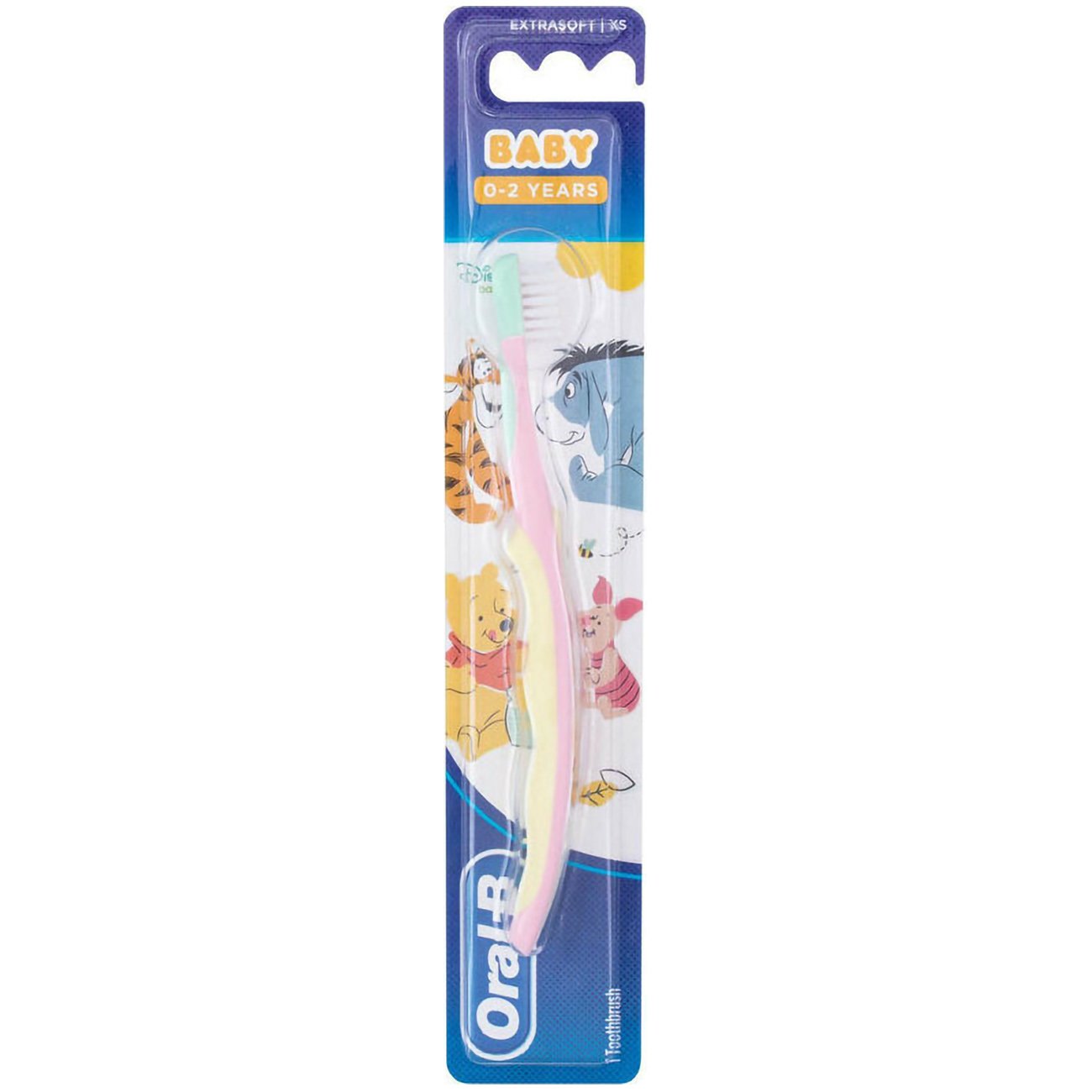 Oral-B Baby Winnie the Pooh Toothbrush 0-2 Years Extra Soft 1 Τεμάχιο – Ροζ,Πολύ Μαλακή Οδοντόβουρτσα Ειδικά Σχεδιασμένη για τα Πρώτα Δοντάκια