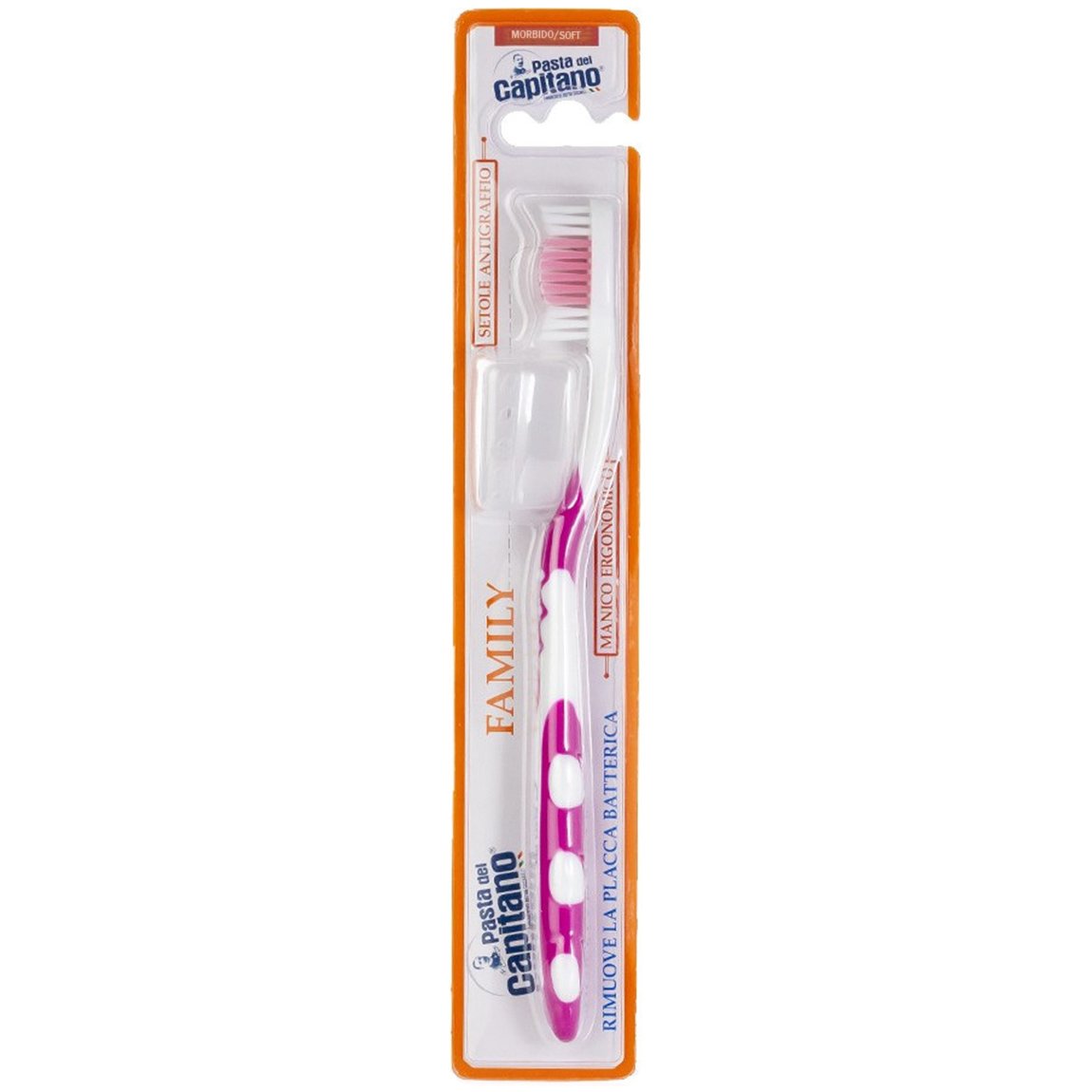 Pasta Del Capitano Toothbrush Soft Οδοντόβουρτσα Ιδανική για Όλη την Οικογένεια Απαλή 1 Τεμάχιο – Ροζ
