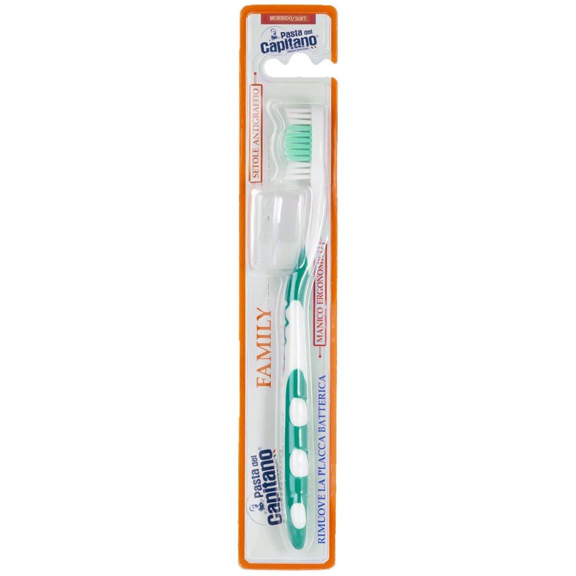 Pasta Del Capitano Toothbrush Soft Οδοντόβουρτσα Ιδανική για Όλη την Οικογένεια Απαλή 1 Τεμάχιο – Πράσινο