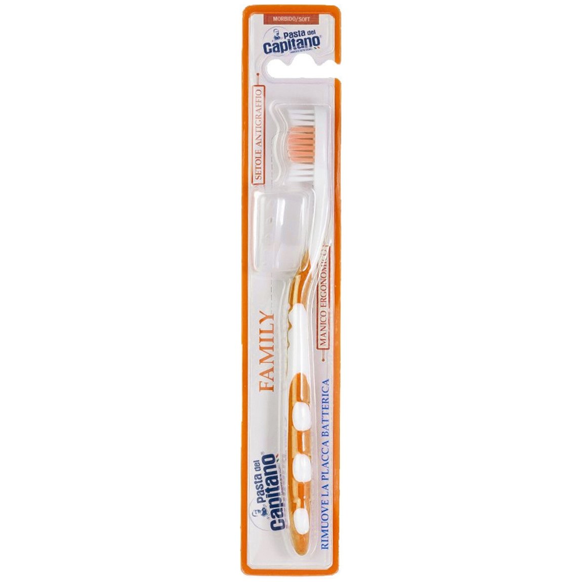 Pasta Del Capitano Toothbrush Soft Οδοντόβουρτσα Ιδανική για Όλη την Οικογένεια Απαλή 1 Τεμάχιο – Πορτοκαλί