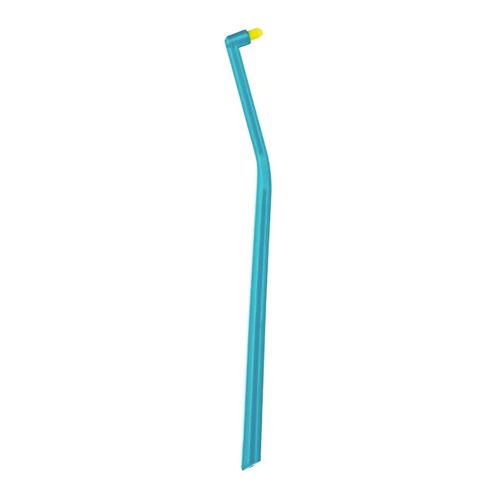 Curaprox CS 1006 Single Toothbrush Μονοθύσανη Οδοντόβουρτσα για Αποτελεσματικό Καθαρισμό Ορθοδοντικών Μηχανισμών & Εμφυτευμάτων 1 Τεμάχιο – Γαλάζιο/ Κίτρινο