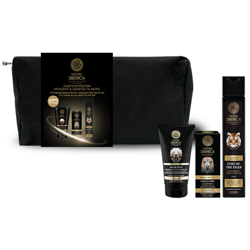 Natura Siberica Promo Men Bear Hug Awakening Face Washing Gel 150ml & Fury of the Tiger Shampoo 250ml & Eagle Look Eye Contour Lifting Cream 30ml