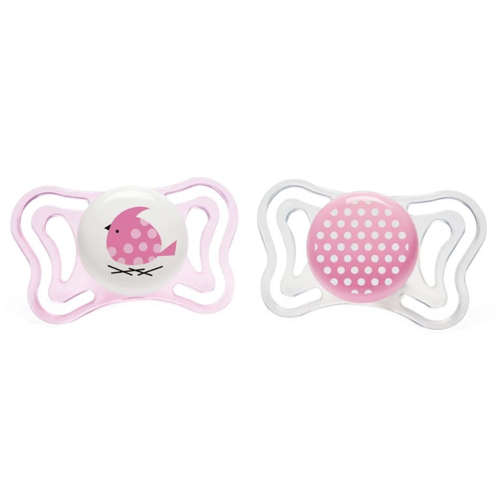 Chicco Silicone Soother Physio Forma Light 2-6m Ελαφριά Πιπίλα Σιλικόνης από 2 Έως 6 Μηνών 2 Τεμάχια - Ροζ/ Διάφανο