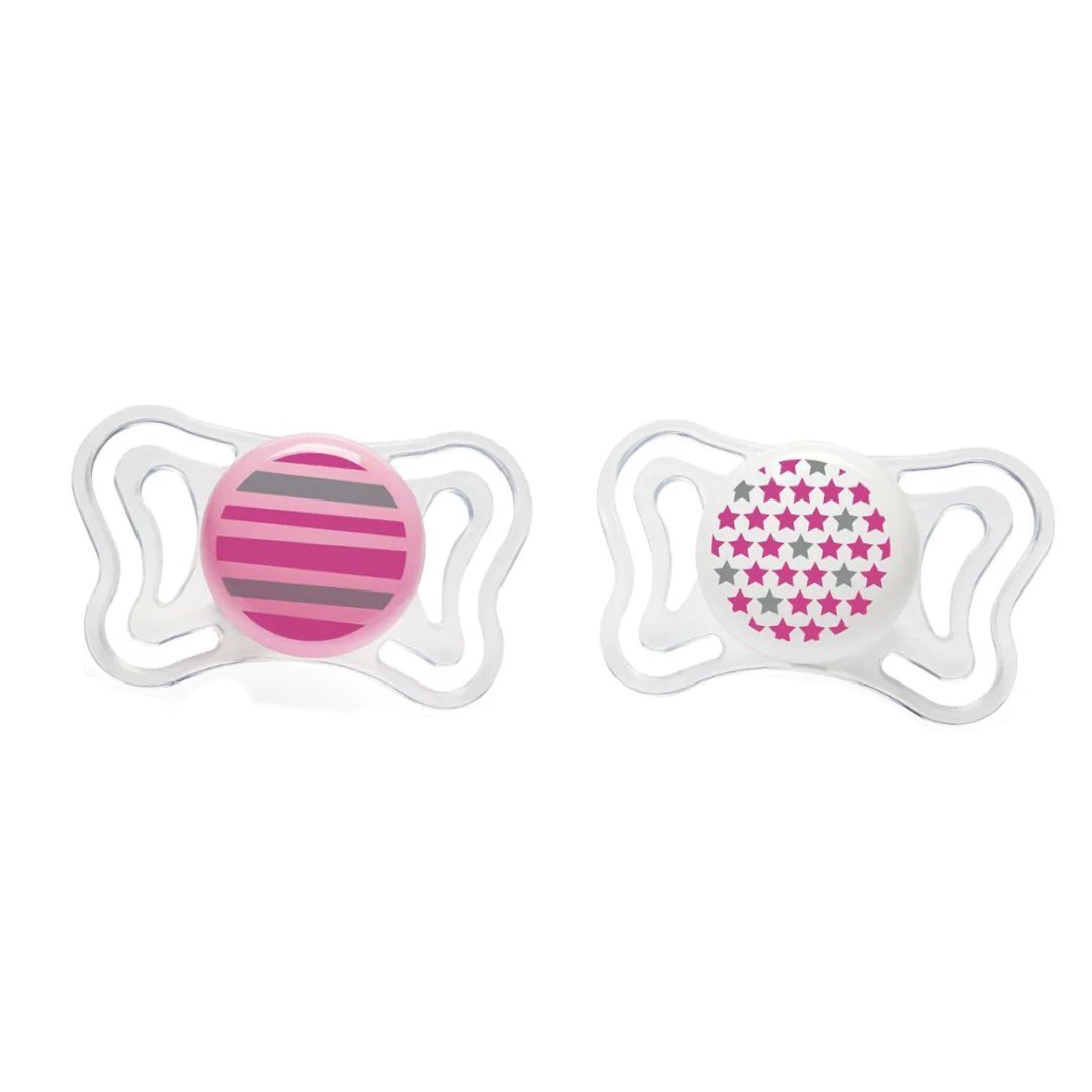 Chicco Silicone Soother Physio Forma Light 6-16m Ελαφριά Πιπίλα Σιλικόνης από 6 Έως 16 Μηνών 2 Τεμάχια – Διάφανο/ Διάφανο
