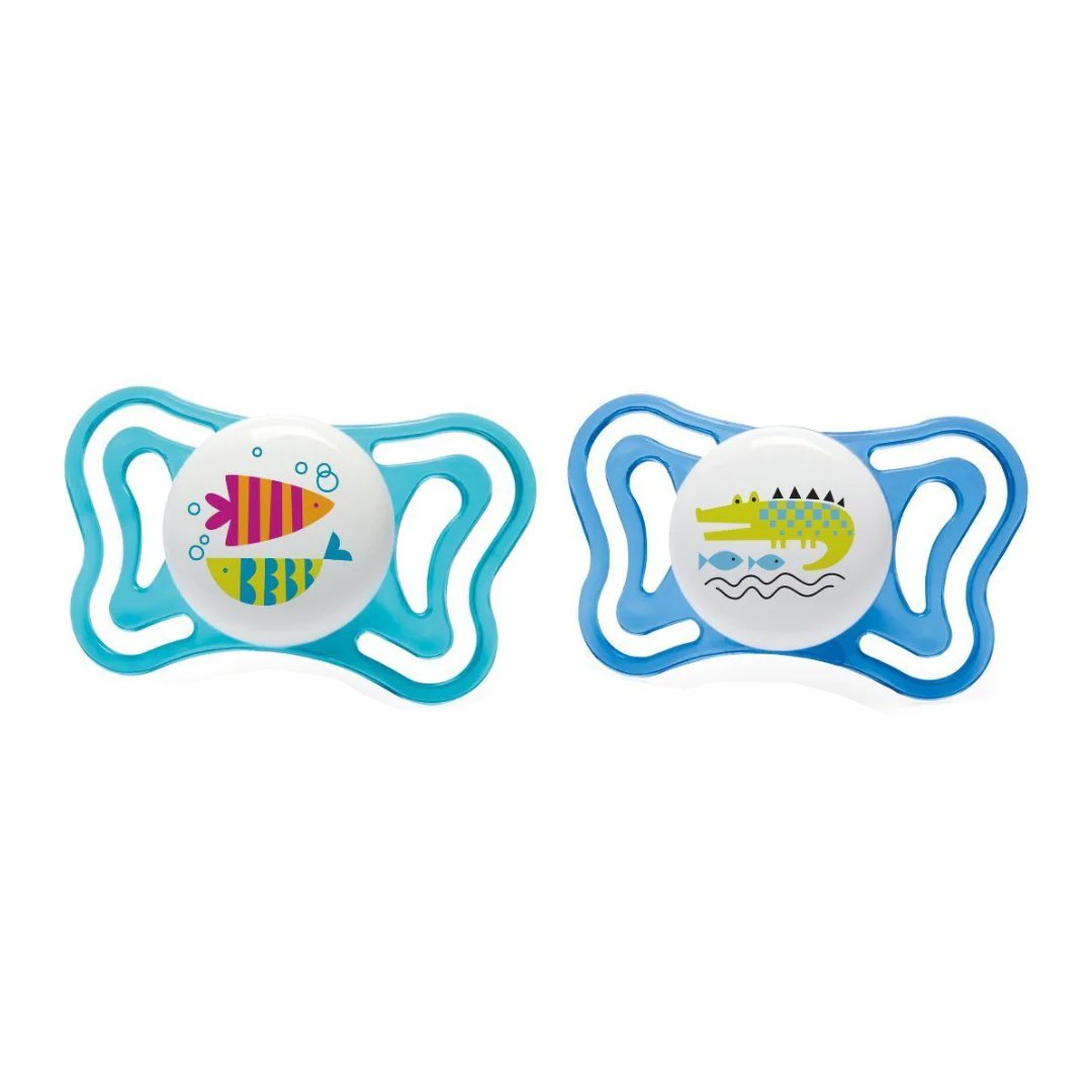 Chicco Silicone Soother Physio Forma Light 16-36m Ελαφριά Πιπίλα Σιλικόνης από 16 Έως 36 Μηνών 2 Τεμάχια – Γαλάζιο/ Μπλε