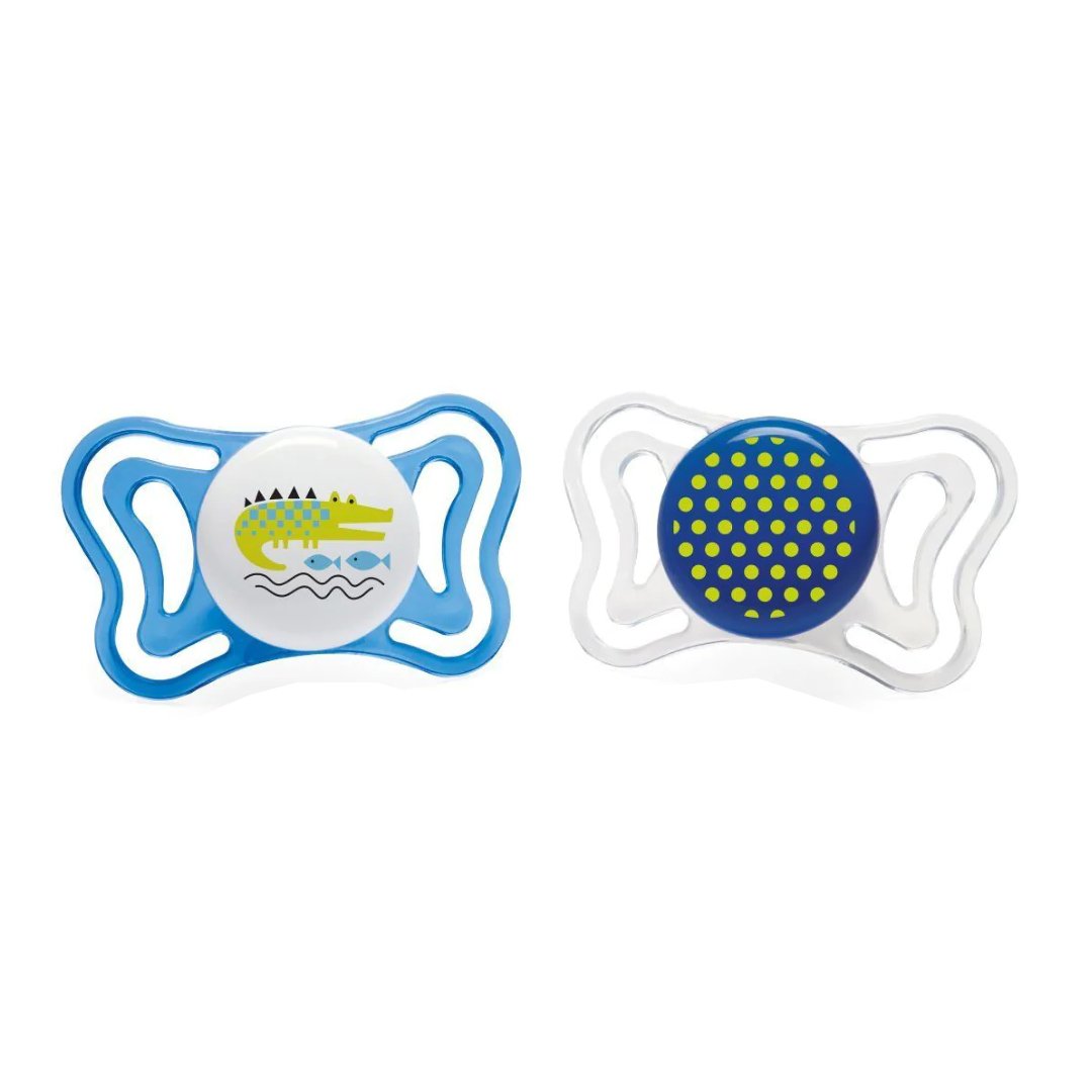 Chicco Silicone Soother Physio Forma Light 16-36m Ελαφριά Πιπίλα Σιλικόνης από 16 Έως 36 Μηνών 2 Τεμάχια – Μπλε/ Διάφανο