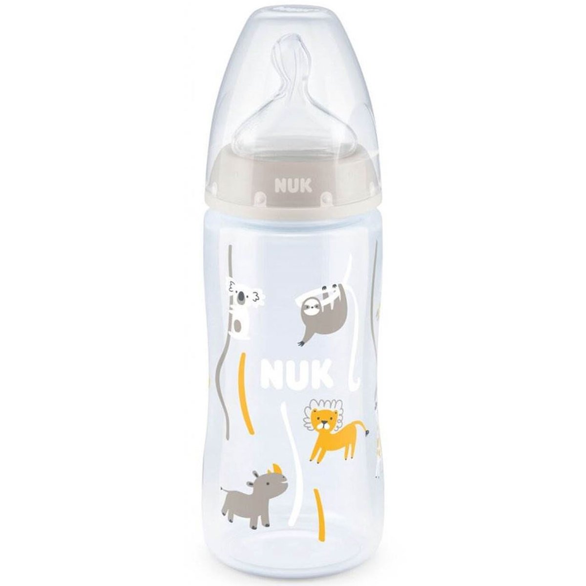 Nuk First Choice Plus Temperature Control 6-18m Μπιμπερό Πολυπροπυλενίου (PP) με Θηλή Σιλικόνης & Έλεγχο Θερμοκρασίας από 6-18 Μηνών 300ml – Γκρι