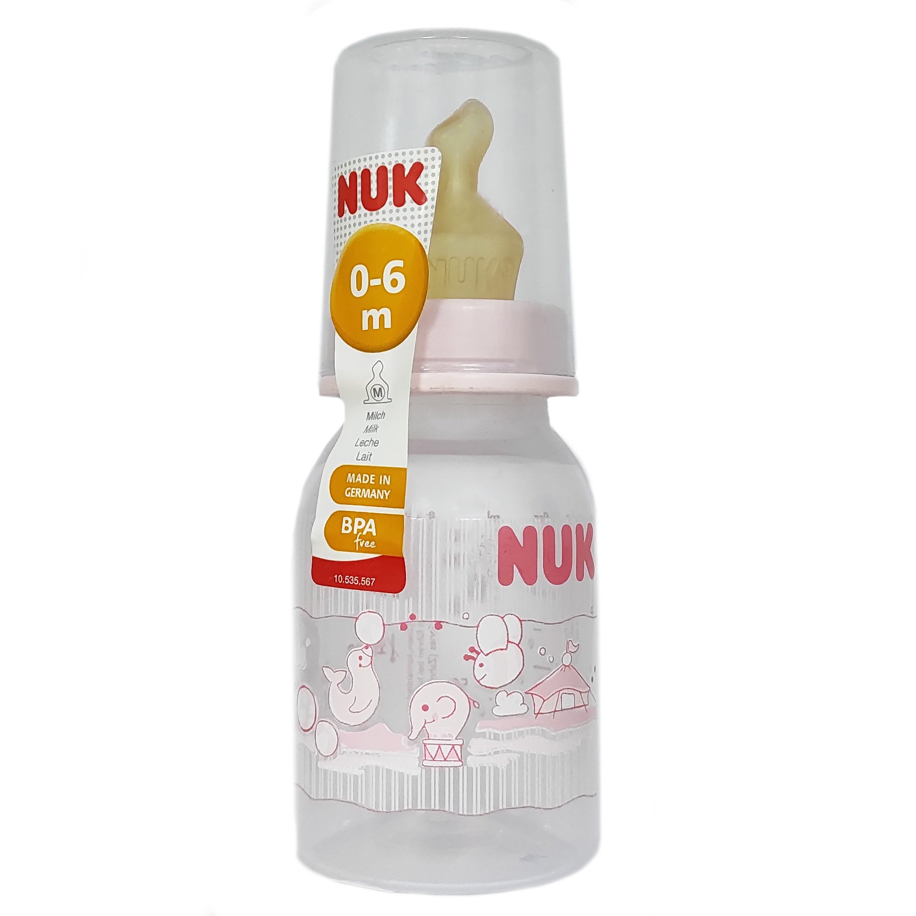 Nuk Classic Feeding Bottle Latex Teat Μπιμπερό Πολυπροπυλενίου με Θηλή από Φυσικό Καουτσούκ 110ml