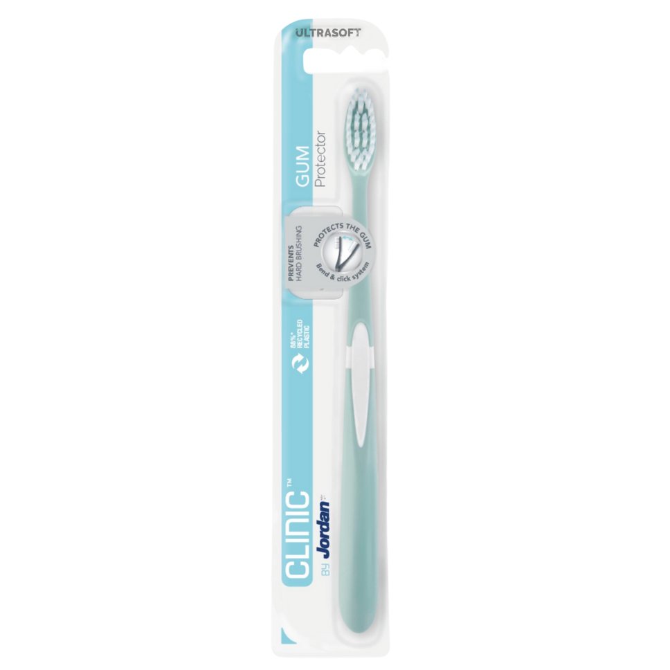 Jordan Clinic Gum Protector Toothbrush Ultra Soft Πολύ Μαλακή Οδοντόβουρτσα για Βαθύ Καθαρισμό με Εξαιρετικά Λεπτές Ίνες 1 Τεμάχιο, Κωδ 310059 – Πράσινο