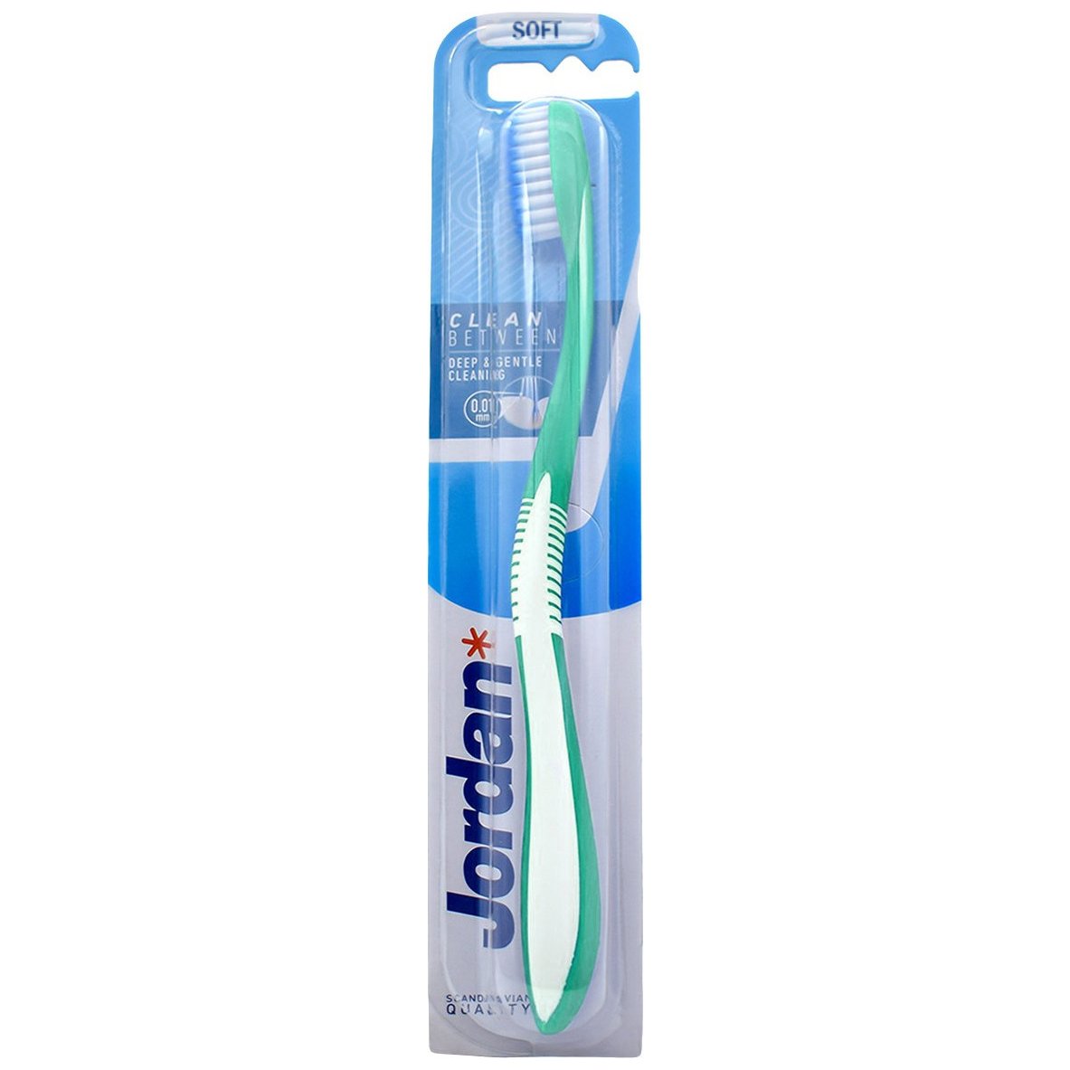 Jordan Clean Between Toothbrush Soft 0.01mm Μαλακή Οδοντόβουρτσα για Βαθύ Καθαρισμό με Εξαιρετικά Λεπτές Ίνες 1 Τεμάχιο, Κωδ 310036 – Τιρκουάζ