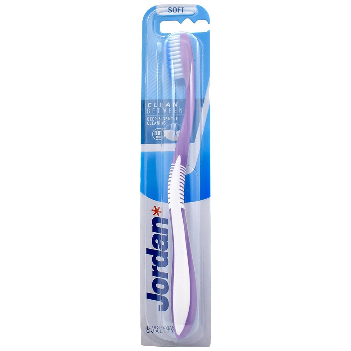 Jordan Clean Between Toothbrush Soft 0.01mm Μαλακή Οδοντόβουρτσα για Βαθύ Καθαρισμό με Εξαιρετικά Λεπτές Ίνες 1 Τεμάχιο, Κωδ 310036 – Μωβ