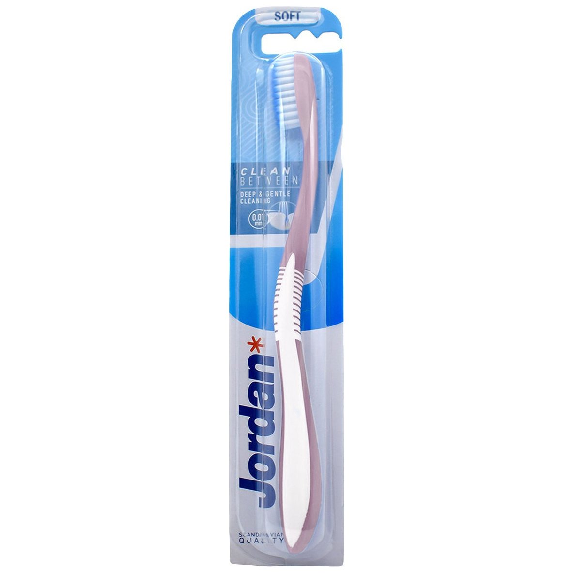 Jordan Clean Between Deep & Gentle Toothbrush Soft 0.01mm Μαλακή Οδοντόβουρτσα για Βαθύ Καθαρισμό με Εξαιρετικά Λεπτές Ίνες 1 Τεμάχιο - Ροζ