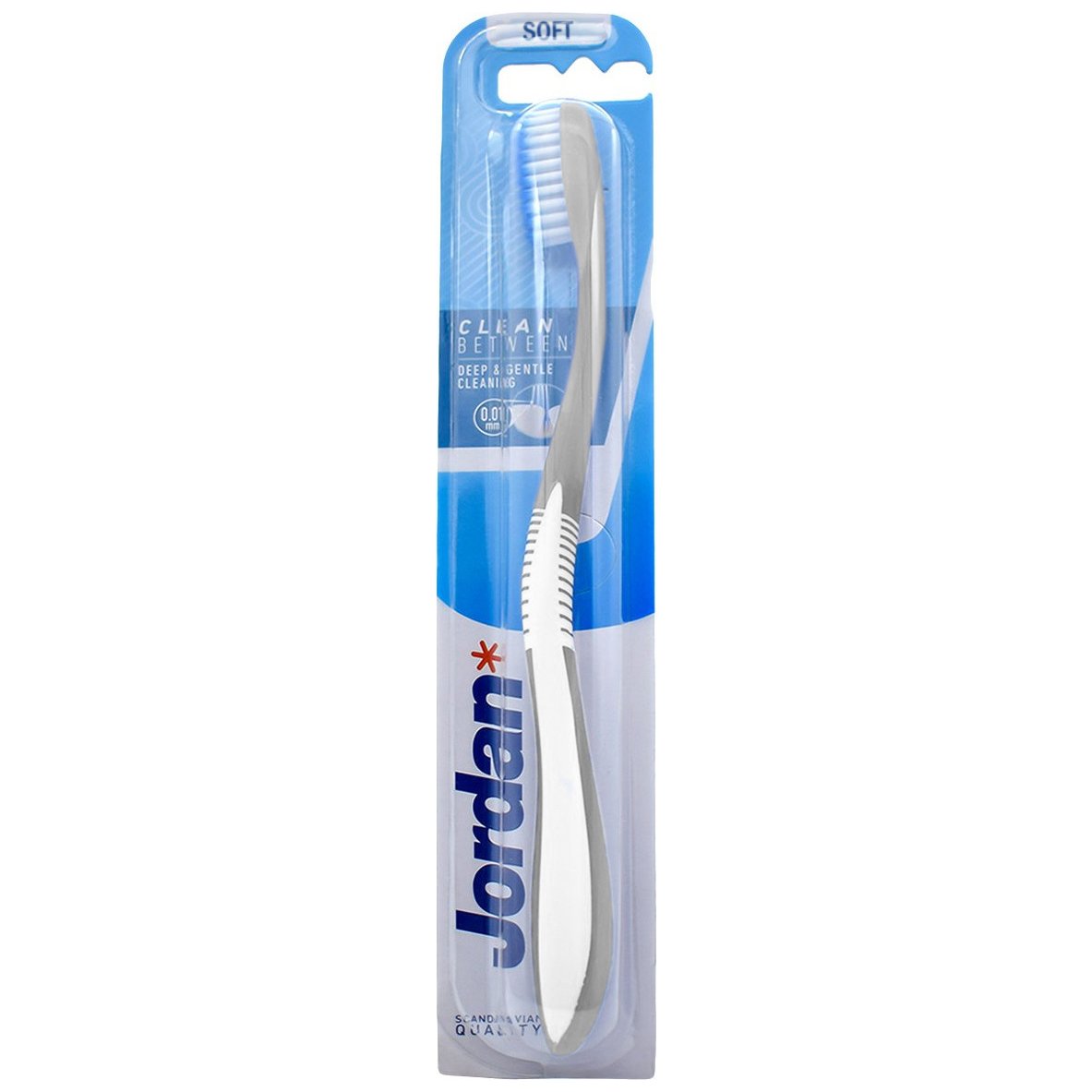 Jordan Clean Between Toothbrush Soft 0.01mm Μαλακή Οδοντόβουρτσα για Βαθύ Καθαρισμό με Εξαιρετικά Λεπτές Ίνες 1 Τεμάχιο, Κωδ 310036 – Γκρι