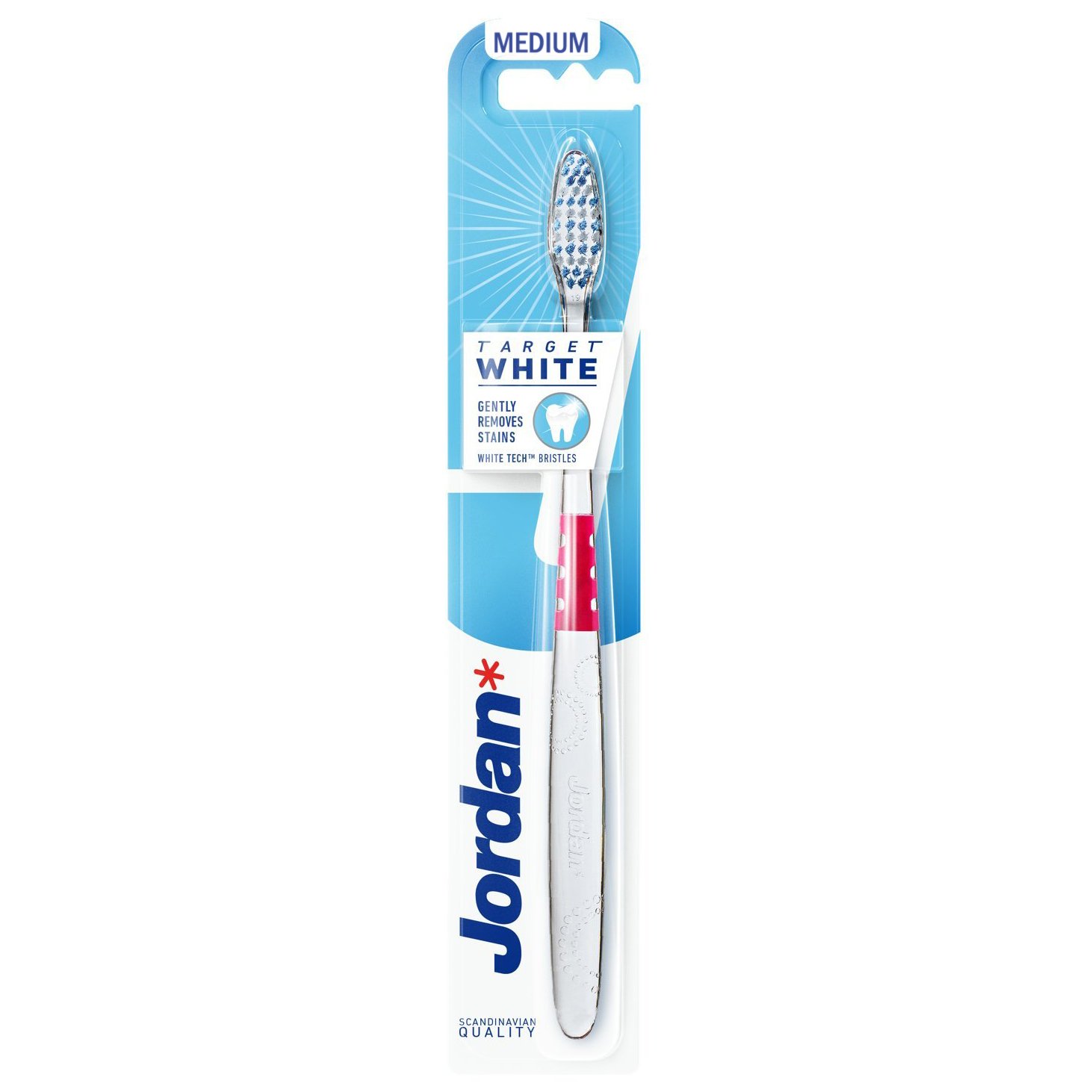 Jordan Target White Toothbrush Medium Μαλακή Οδοντόβουρτσα για Λεύκανση με Ίνες WhiteTech 1 Τεμάχιο – Ροζ