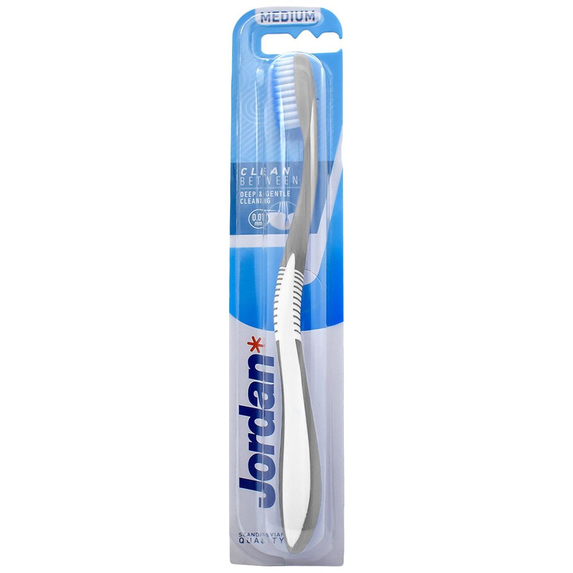 Jordan Clean Between Toothbrush Medium 0.01mm Μέτρια Οδοντόβουρτσα για Βαθύ Καθαρισμό με Εξαιρετικά Λεπτές Ίνες 1 Τεμάχιο, Κωδ 310035 – Γκρι