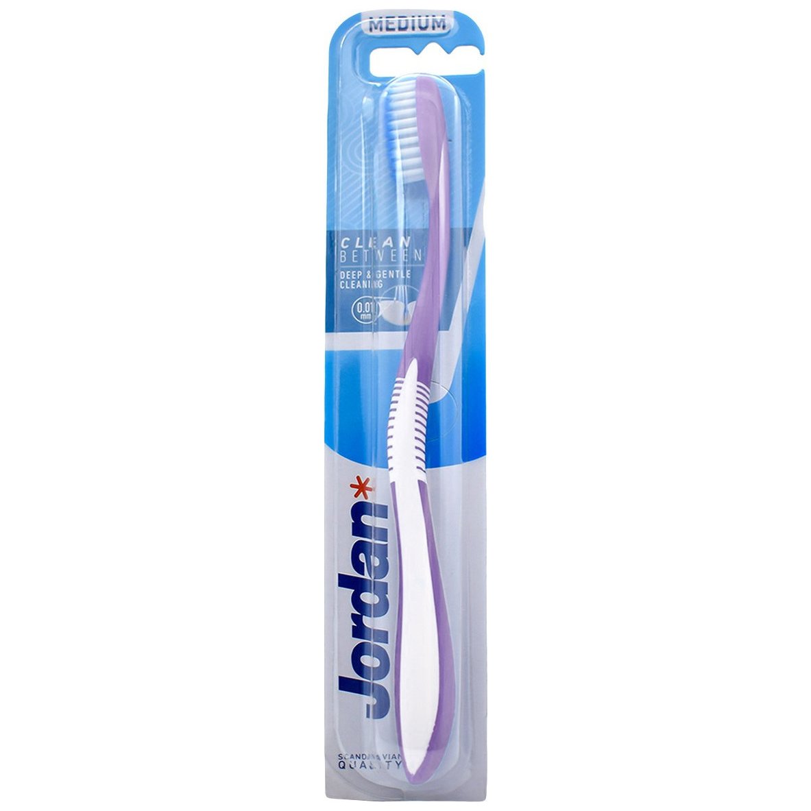 Jordan Clean Between Toothbrush Medium 0.01mm Μέτρια Οδοντόβουρτσα για Βαθύ Καθαρισμό με Εξαιρετικά Λεπτές Ίνες 1 Τεμάχιο, Κωδ 310035 – Μωβ