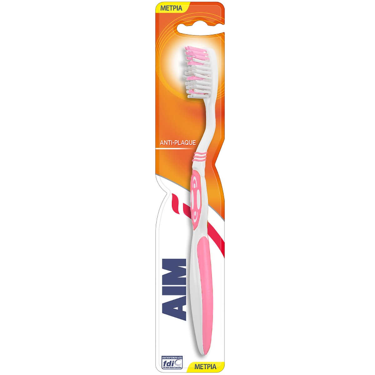 Aim Antiplaque Medium Toothbrush Οδοντόβουρτσα Μέτρια 1 Τεμάχιο – Ροζ