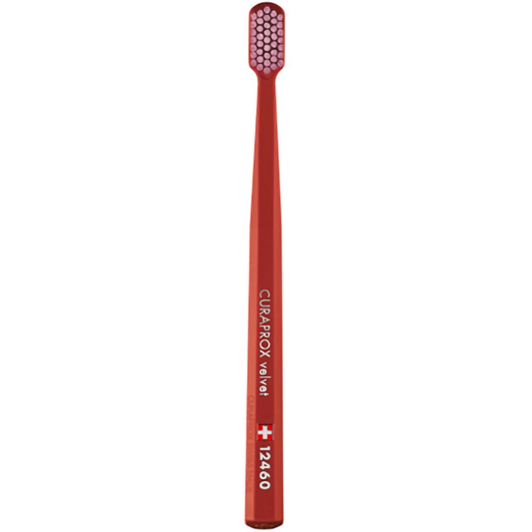 Curaprox CS 12460 Velvet Toothbrush Οδοντόβουρτσα με Εξαιρετικά Απαλές & Πυκνές Ίνες Curen για Πολύ Ευαίσθητα Δόντια 1 Τεμάχιο – Καφέ / Ροζ