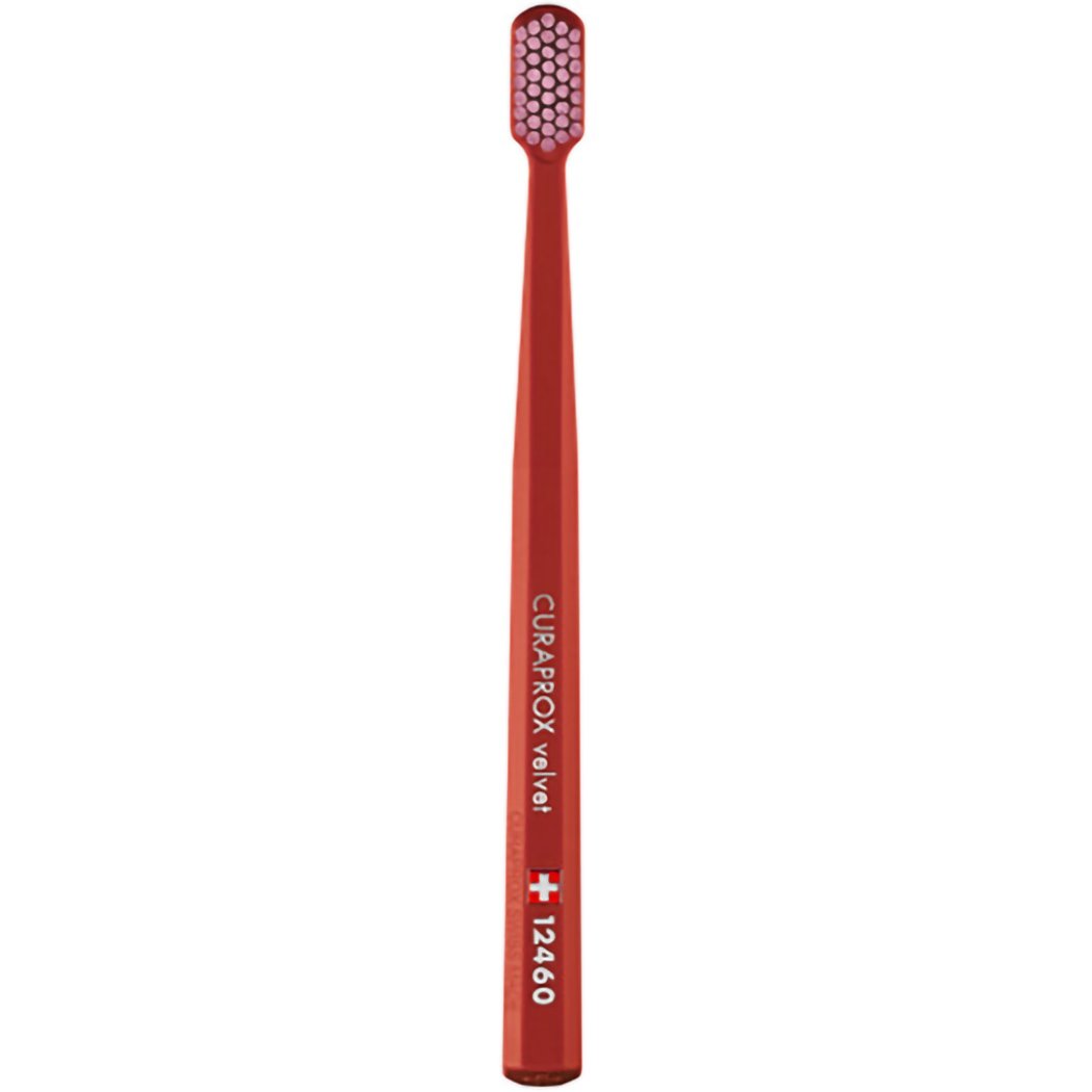 Curaprox CS 12460 Velvet Toothbrush Οδοντόβουρτσα με Εξαιρετικά Απαλές & Πυκνές Ίνες Curen για Πολύ Ευαίσθητα Δόντια 1 Τεμάχιο – Καφέ / Ροζ