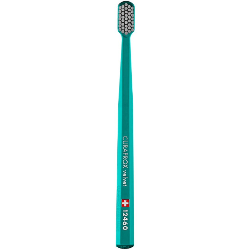 Curaprox CS 12460 Velvet Toothbrush Οδοντόβουρτσα με Εξαιρετικά Απαλές & Πυκνές Ίνες Curen για Πολύ Ευαίσθητα Δόντια 1 Τεμάχιο – Πετρόλ / Γκρι